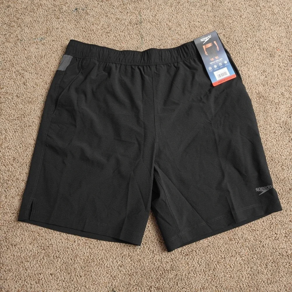 Speedo Tech Volley Mens Swim Shorts‎ Black Medium UPF Protection Water Resistant